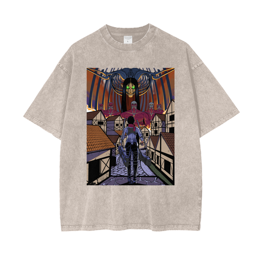 ATTACK ON TITAN SNOW WASH MIKASA RUMBLING T-SHIRT